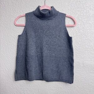 Halston 100% Merino Wool Sleeveless Turtleneck Sweater Vest – Gray, Size M